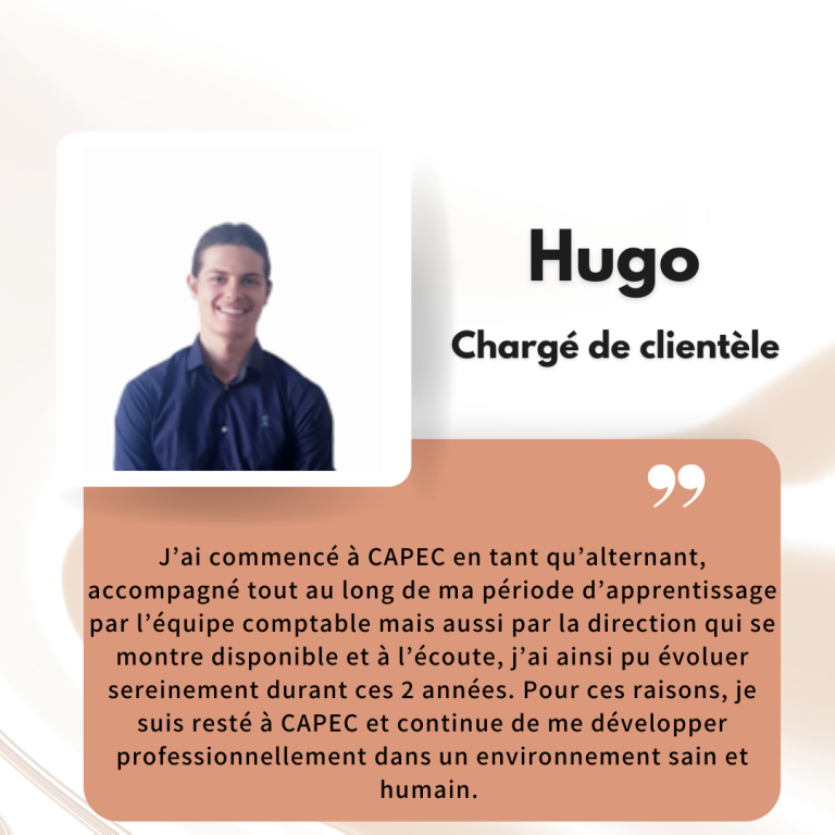 Portrait Hugo, chargé de clientèle CAPEC
